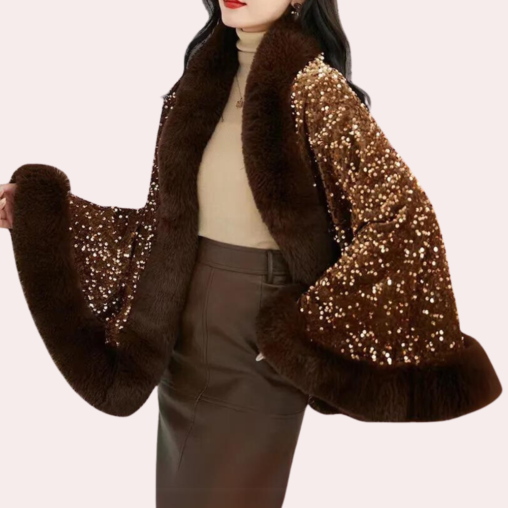 NATI - Abrigo tipo bufanda glamourosa y elegante de invierno para mujer