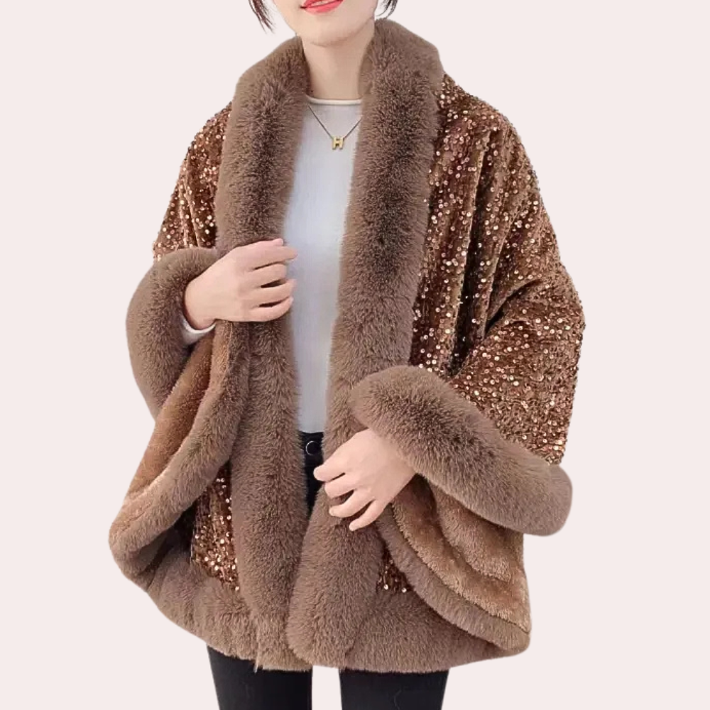 NATI - Abrigo tipo bufanda glamourosa y elegante de invierno para mujer