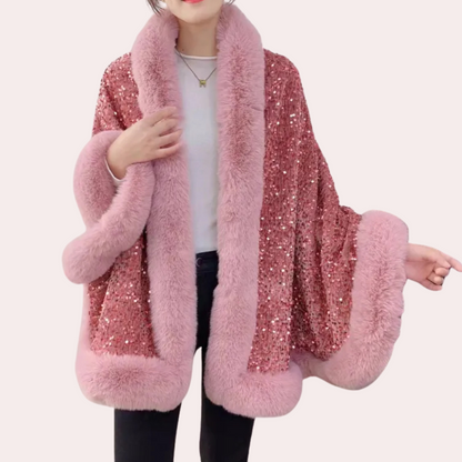 NATI - Abrigo tipo bufanda glamourosa y elegante de invierno para mujer