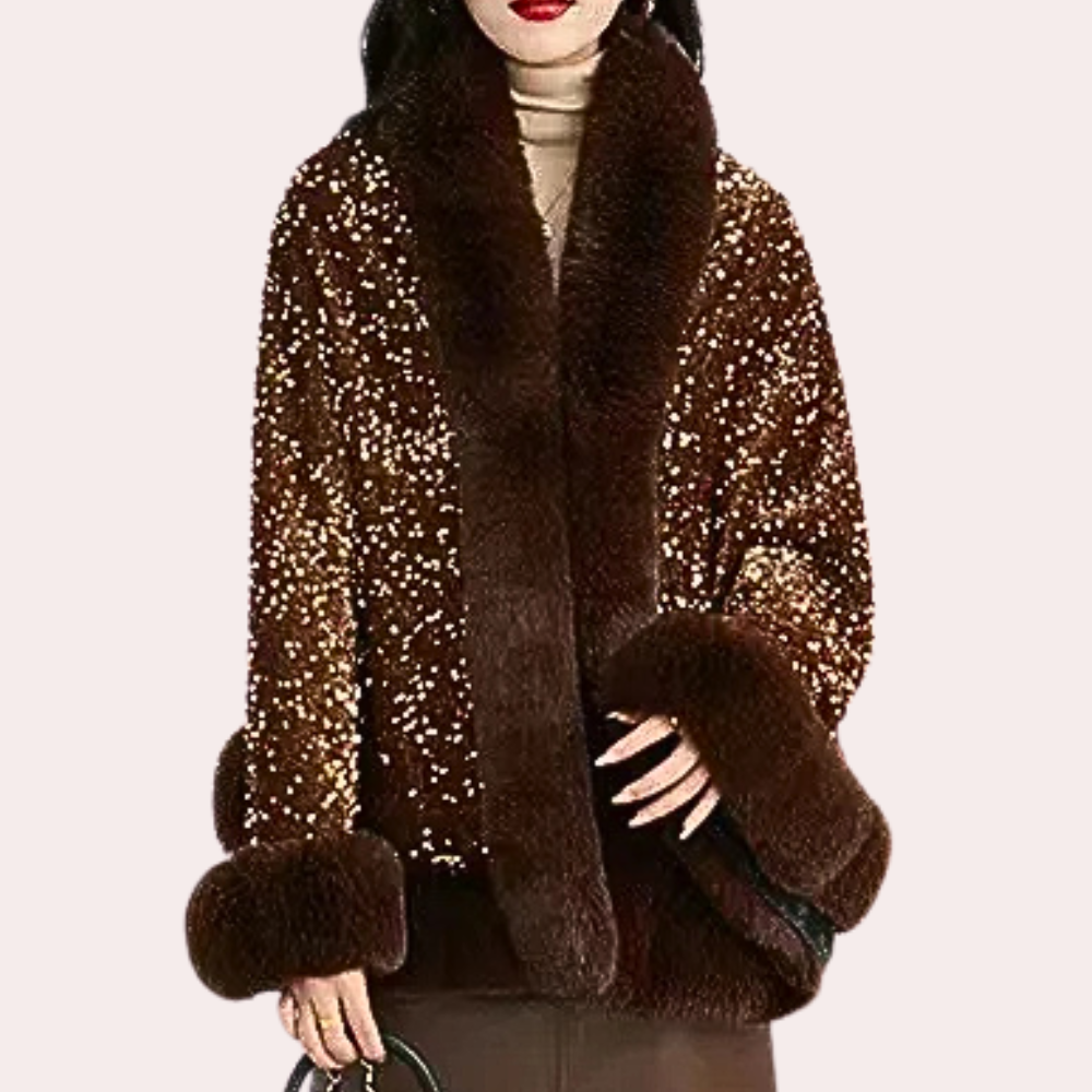 NATI - Abrigo tipo bufanda glamourosa y elegante de invierno para mujer