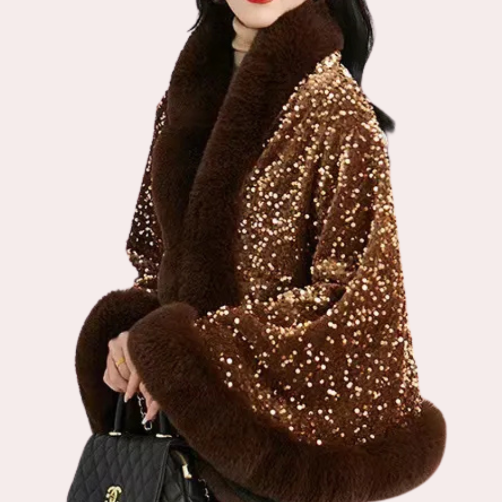 NATI - Abrigo tipo bufanda glamourosa y elegante de invierno para mujer