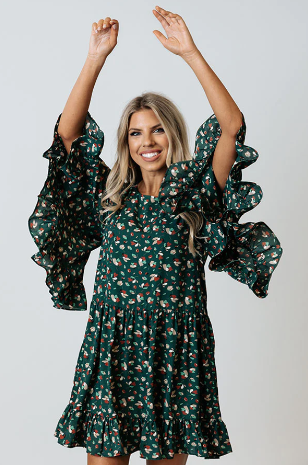 Abigail - Vestido Bohemio Corto de Estampado Mangas Sueltas Primavera Verano Para Mujer