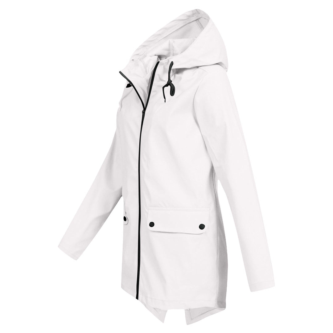 LEELIE - Chaqueta impermeable con cremallera y capucha para mujer