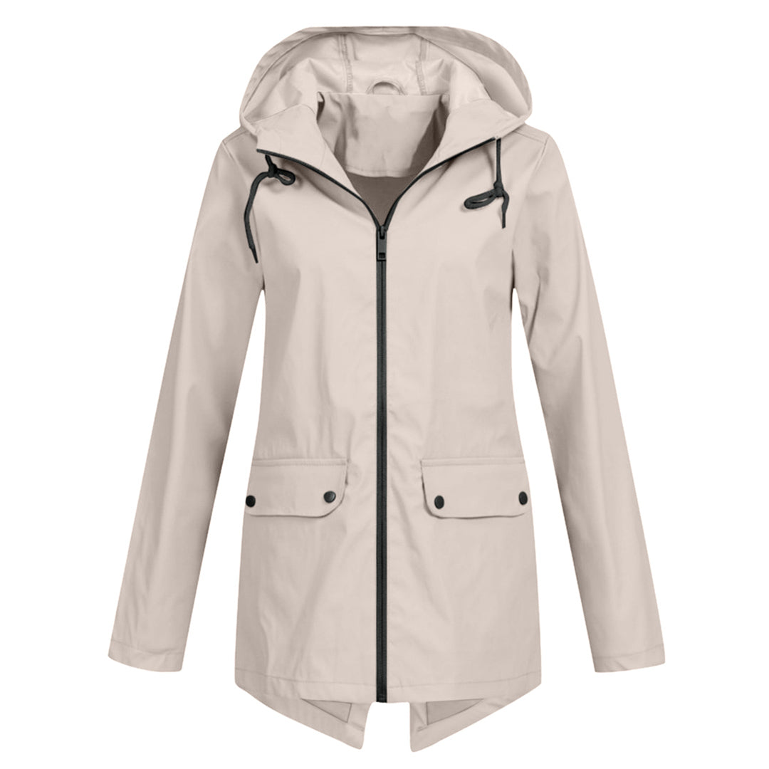 LEELIE - Chaqueta impermeable con cremallera y capucha para mujer