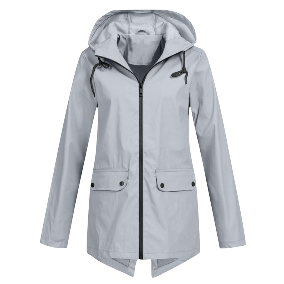 LEELIE - Chaqueta impermeable con cremallera y capucha para mujer