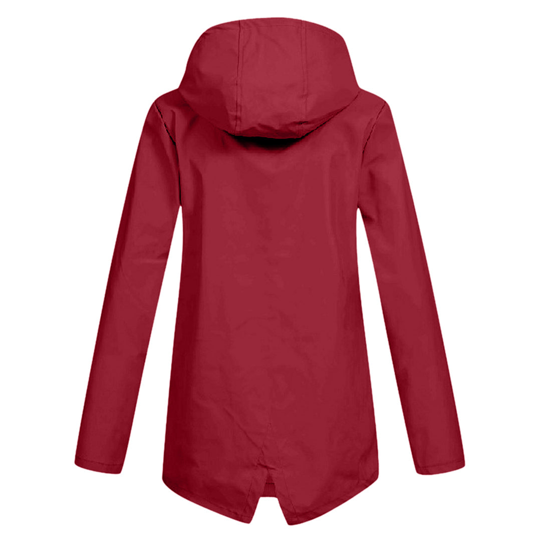 LEELIE - Chaqueta impermeable con cremallera y capucha para mujer