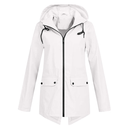 LEELIE - Chaqueta impermeable con cremallera y capucha para mujer