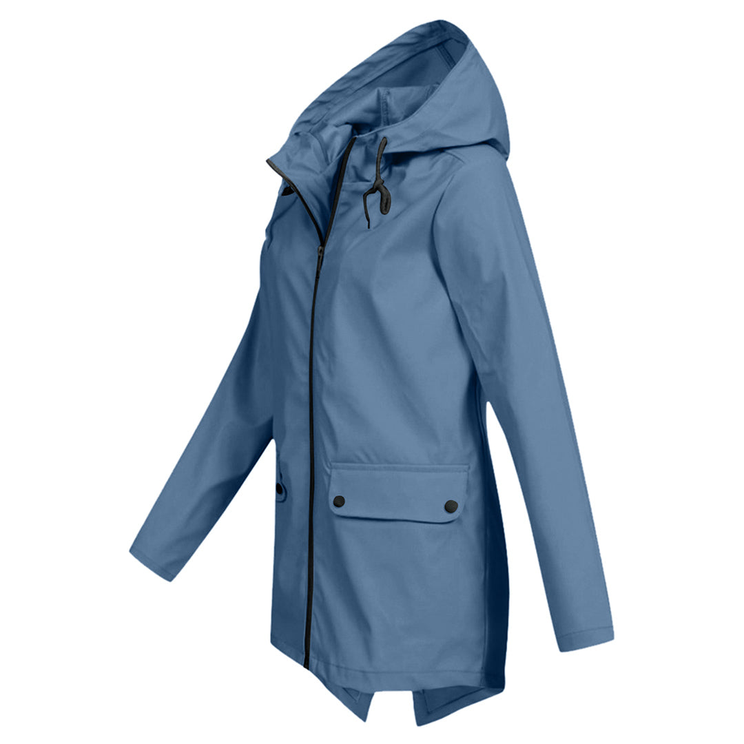 LEELIE - Chaqueta impermeable con cremallera y capucha para mujer