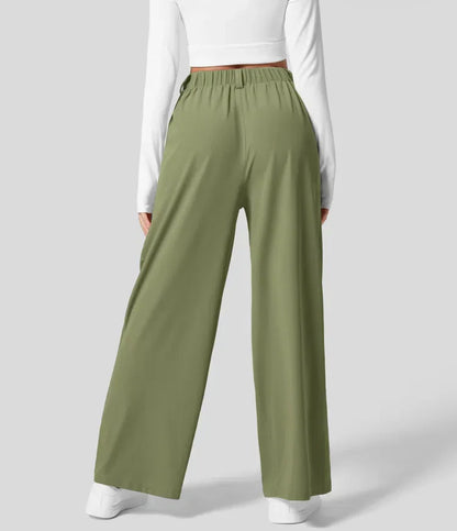 KORDYN - Pantalón elegante de talle alto con pernera ancha para mujer