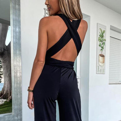 Mono ancho con escote cruzado y caída elegante – MAIRENA