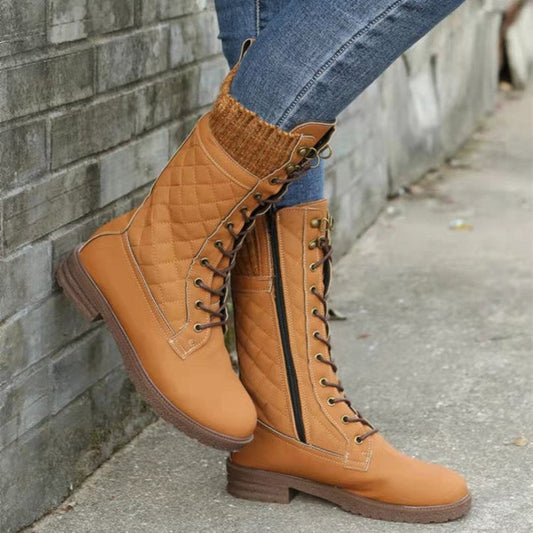 RHODORA - Botas altas con cordones y diseño acolchado para mujer