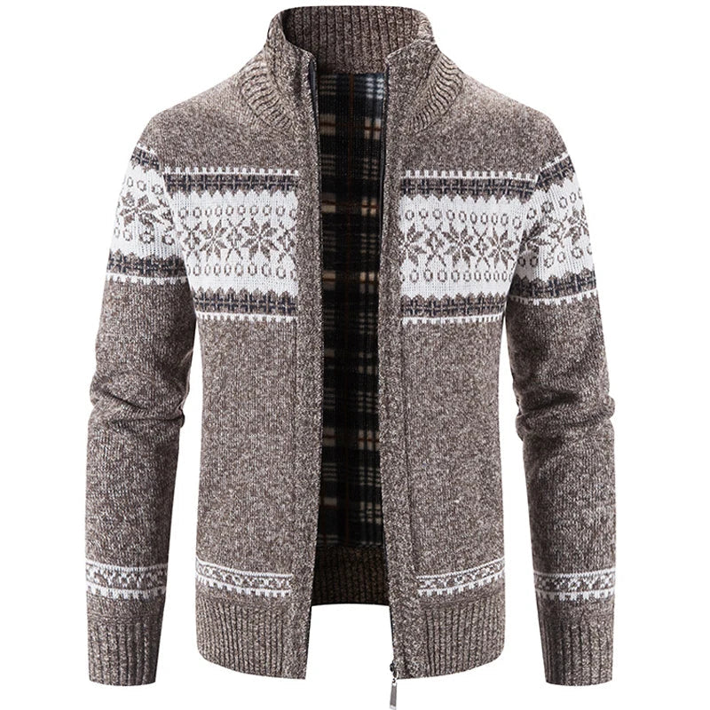 DION - Jersey de corredera de invierno con patrón nórdico para hombre