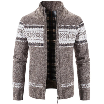 DION - Jersey de corredera de invierno con patrón nórdico para hombre