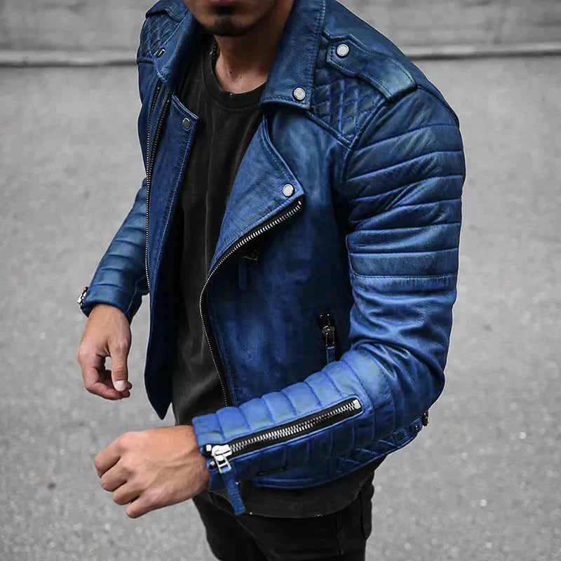 ROMAN - Chaqueta biker de cuero elegante para hombre