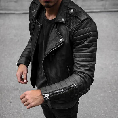 ROMAN - Chaqueta biker de cuero elegante para hombre