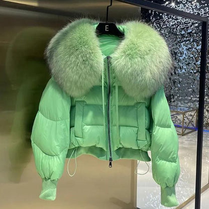 SELMA - Abrigo puffer de invierno con cuello de piel sintética para mujer