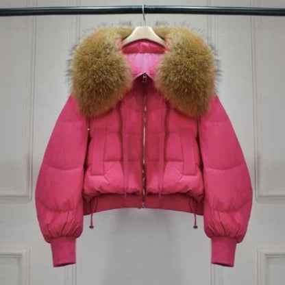 SELMA - Abrigo puffer de invierno con cuello de piel sintética para mujer