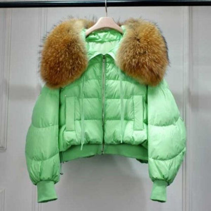SELMA - Abrigo puffer de invierno con cuello de piel sintética para mujer