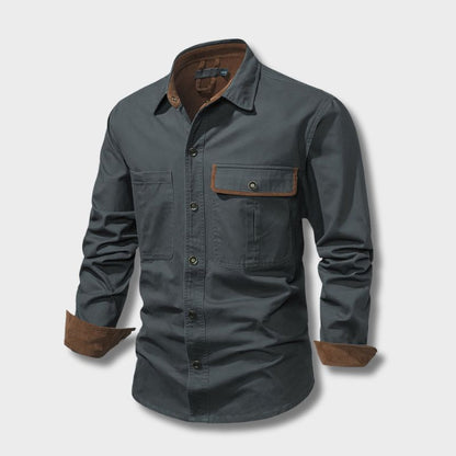 DARIO - Camisa de manga larga con botones y puños contrastantes para hombre