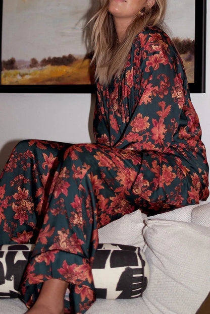 Ona - Set de Pijama Casual Estampado Elegante de Dos Piezas Primavera Verano Otoño Para Mujer