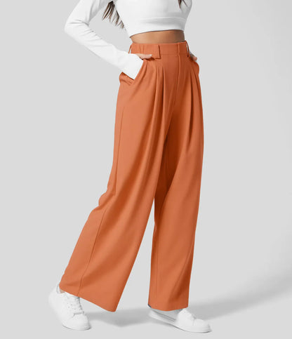 KORDYN - Pantalón elegante de talle alto con pernera ancha para mujer