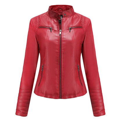 ELISA – Chaqueta de cuero elegante con mangas acanaladas para mujer