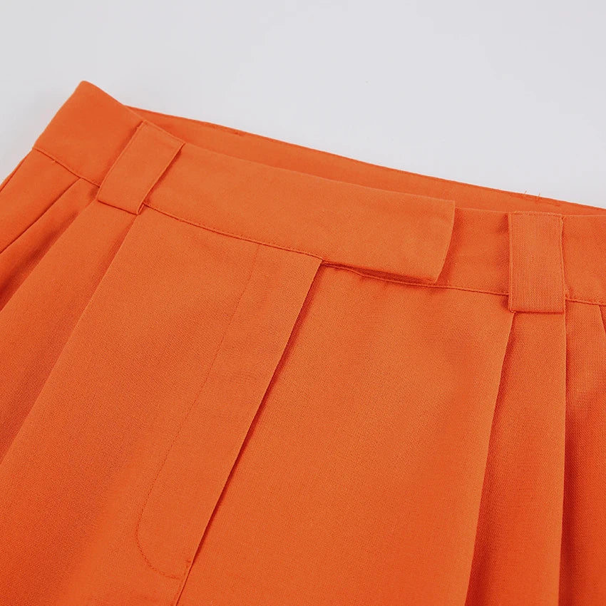 VIRIDIA - Pantalón de lino en color naranja para mujer