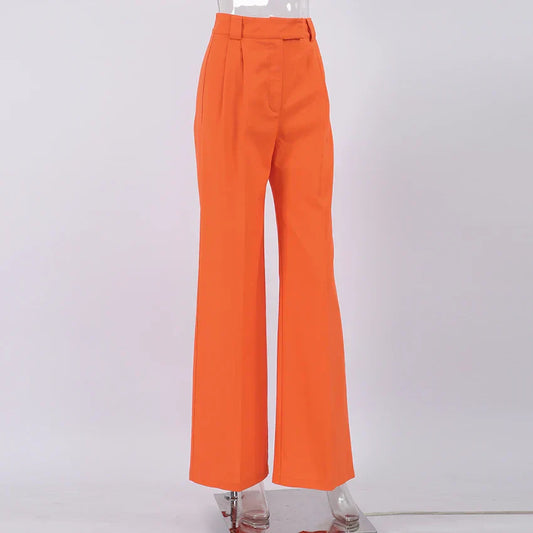 VIRIDIA - Pantalón de lino en color naranja para mujer