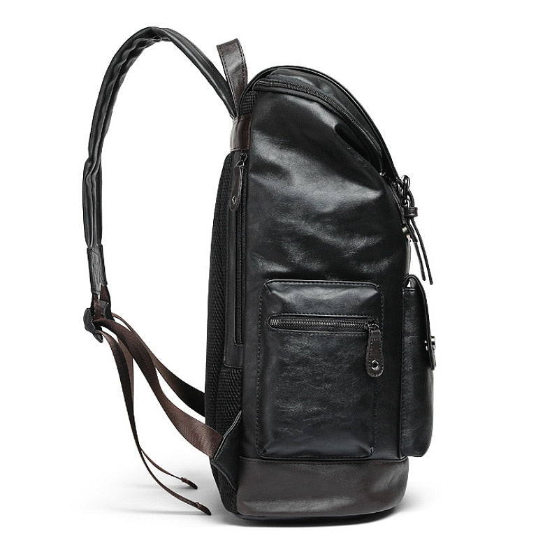 REMI - Mochila de cuero negro estilo vintage