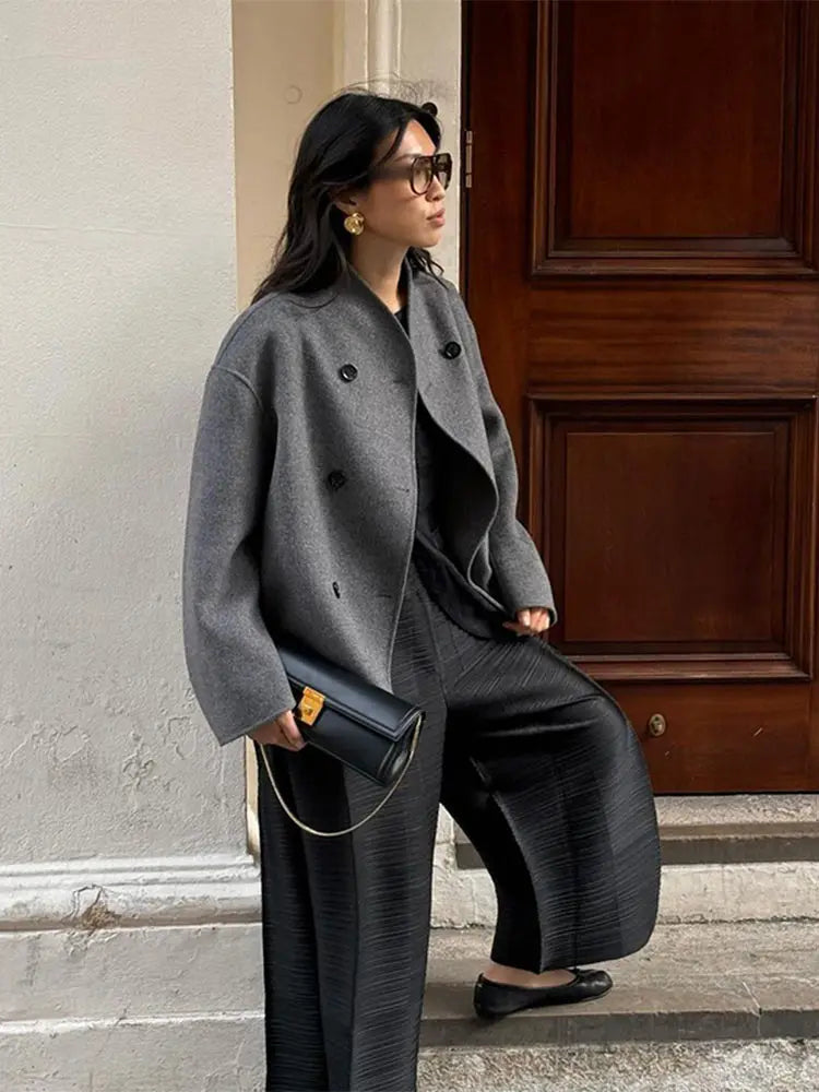 ISABELLE - Abrigo de invierno oversize de doble botonadura para mujer