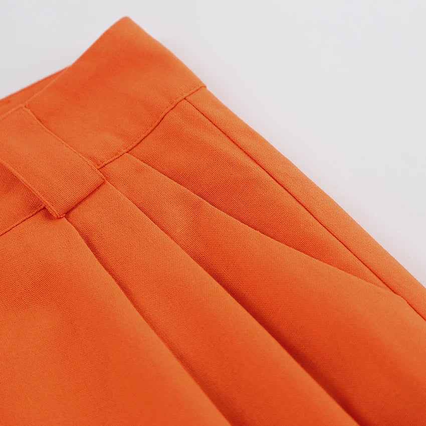 VIRIDIA - Pantalón de lino en color naranja para mujer