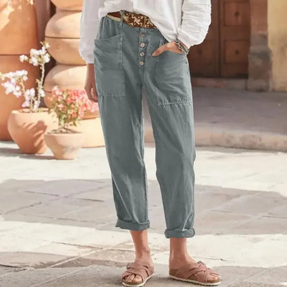 Pantalón de corte relajado y cintura alta para mujer – LIVARA
