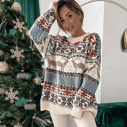 ELIANNA - Jersey navideño cálido con mangas largas para mujer