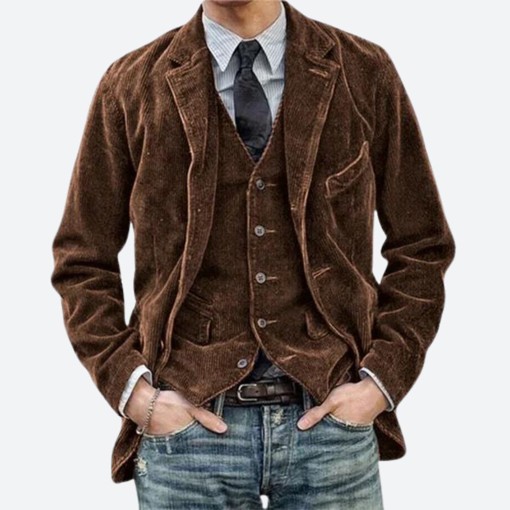 DANTE - Chaqueta de pana robusta con bolsillos para hombre