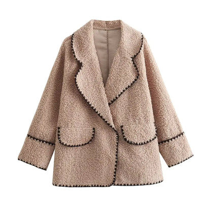 Rizza - Chaqueta teddy de ajuste relajado oversized de invierno para mujer