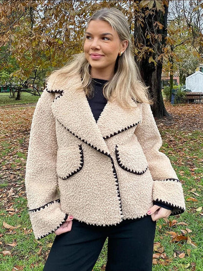 Rizza - Chaqueta teddy de ajuste relajado oversized de invierno para mujer