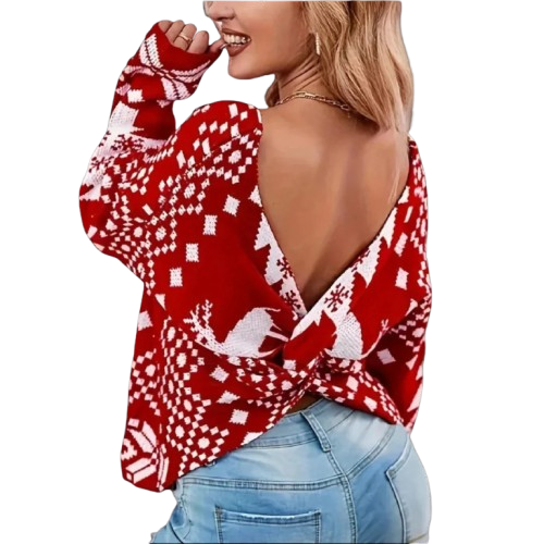 NAOMI - Jersey navideño con cuello redondo para mujer