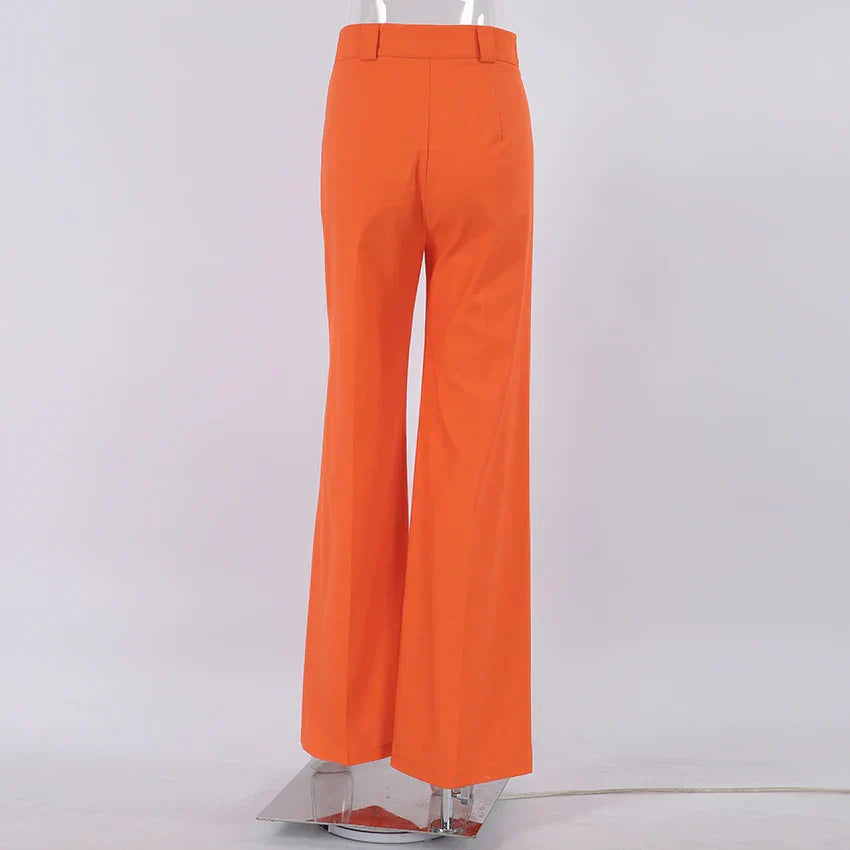 VIRIDIA - Pantalón de lino en color naranja para mujer