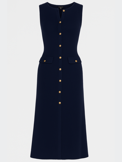 Vestido midi sin mangas con diseño recto y minimalista – CLAIRA SleekLine