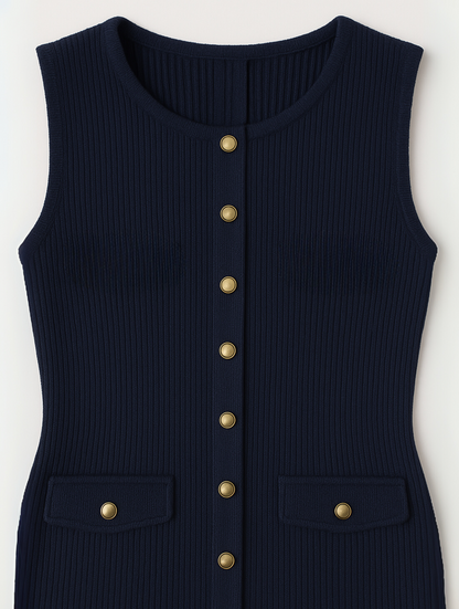 Vestido midi sin mangas con diseño recto y minimalista – CLAIRA SleekLine
