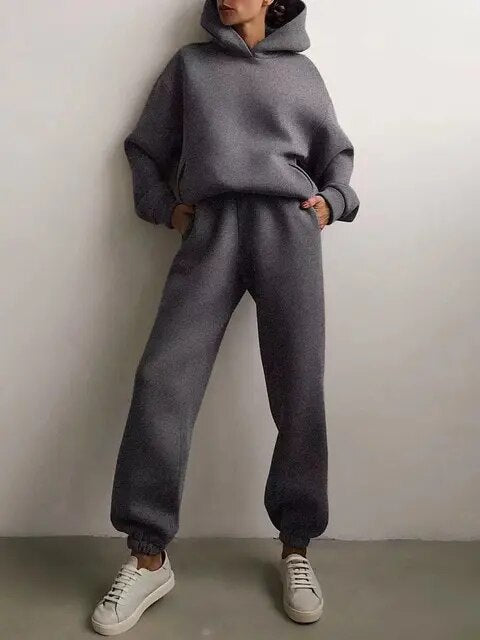 ARLET - Conjunto de chándal oversize de dos piezas con capucha para mujer