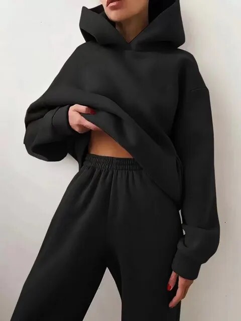 ARLET - Conjunto de chándal oversize de dos piezas con capucha para mujer