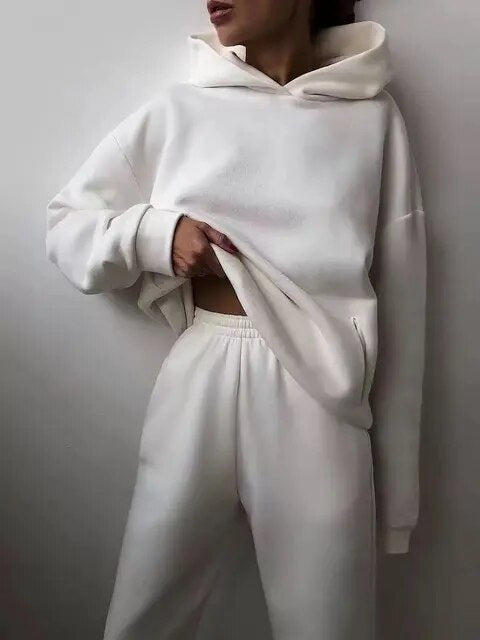 ARLET - Conjunto de chándal oversize de dos piezas con capucha para mujer
