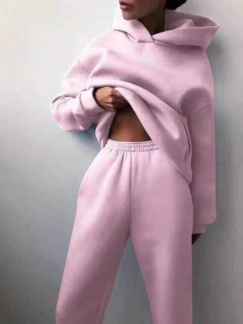 ARLET - Conjunto de chándal oversize de dos piezas con capucha para mujer