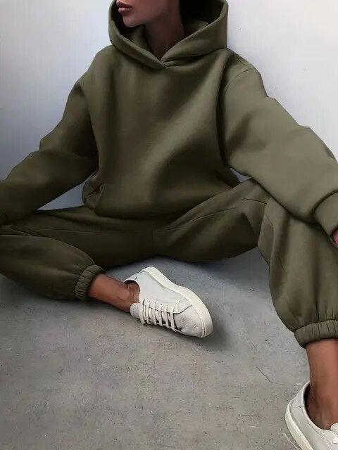 ARLET - Conjunto de chándal oversize de dos piezas con capucha para mujer