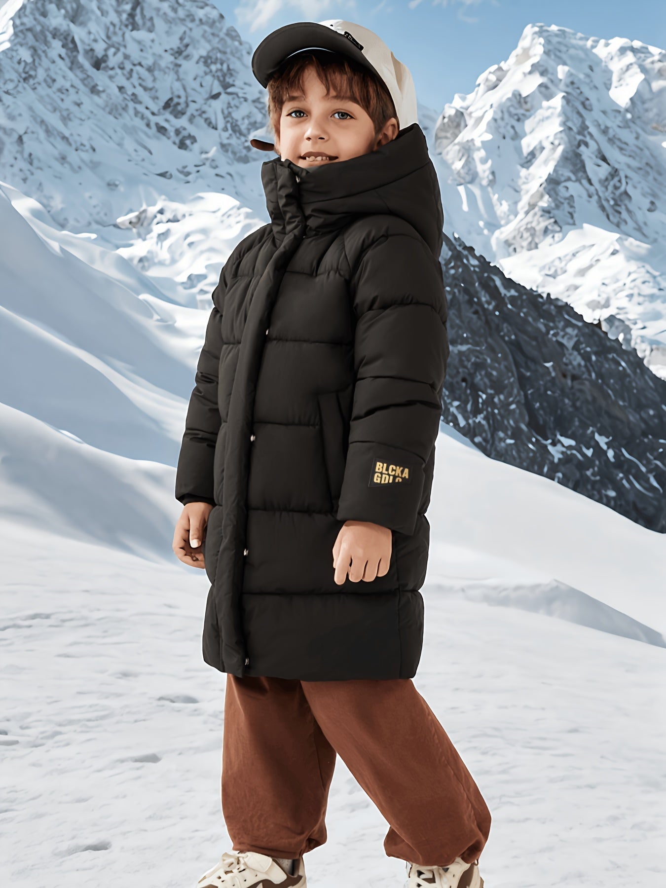 Chaqueta de invierno de media longitud con cremallera para niños y niñas