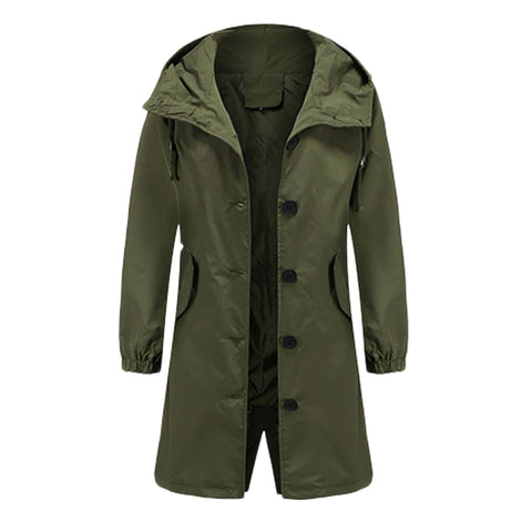 TOSCANA – Trench coat largo con capucha y cuello alto para mujer, disponible en tallas grandes