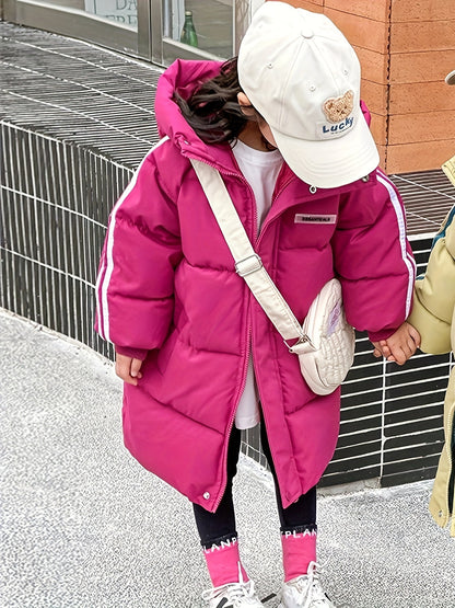 OLLIE - Chaqueta acolchada de invierno con detalles a rayas para niñas y niños