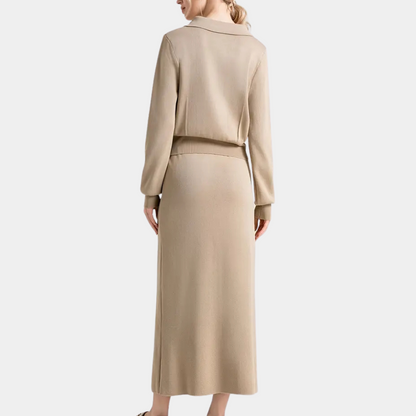 Vestido camisero largo de manga larga con botones – ADELYS Buttonline