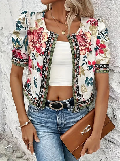 Chaqueta ligera con estampado floral y estilo veraniego – LISARA BloomJacket